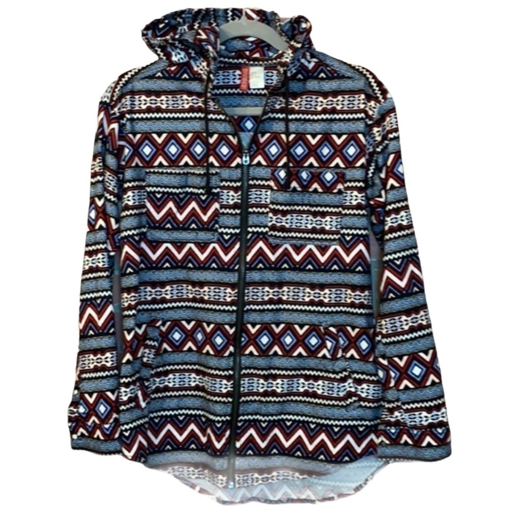 DIVIDED Aztec Zippered Fleece Hoodie